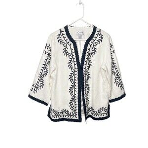 27. Linea Louis Dell olio medium Jacket linen cardigan jacket white Black